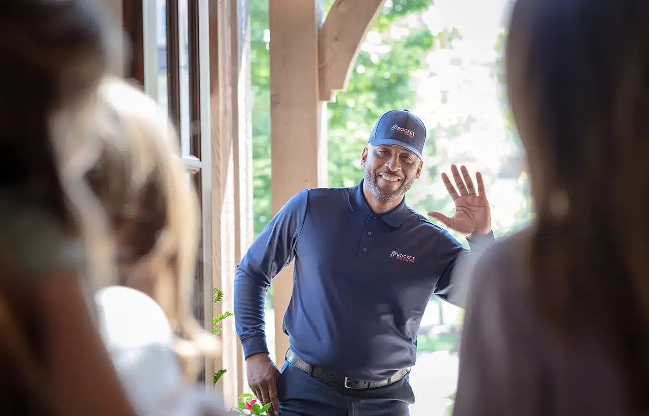 Rocket Pest Control Technician servicing a residential home in South Carolina